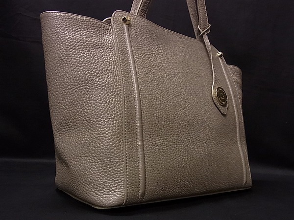 1円 ■美品■ PELLE MORBIDA ペッレモルビダ ロゴ レザー ゴールド金具 トートバッグ ハンドバッグ レディース グレージュ系 H5031UN