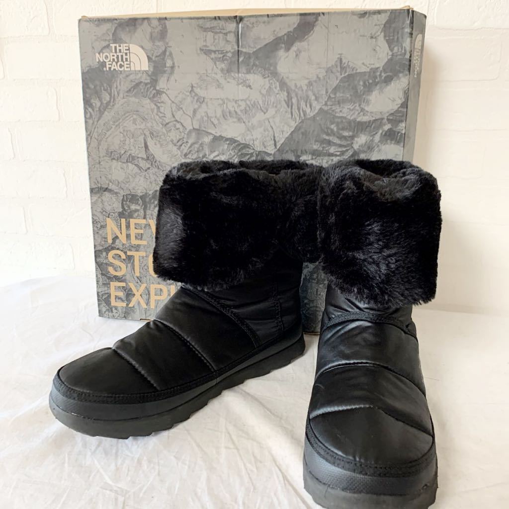 1019□【箱付き】THE NORTH FACE ザノースフェイス　EXPLORING レザー ショートブーツ アウトドア ブラック レディース サイズ 25