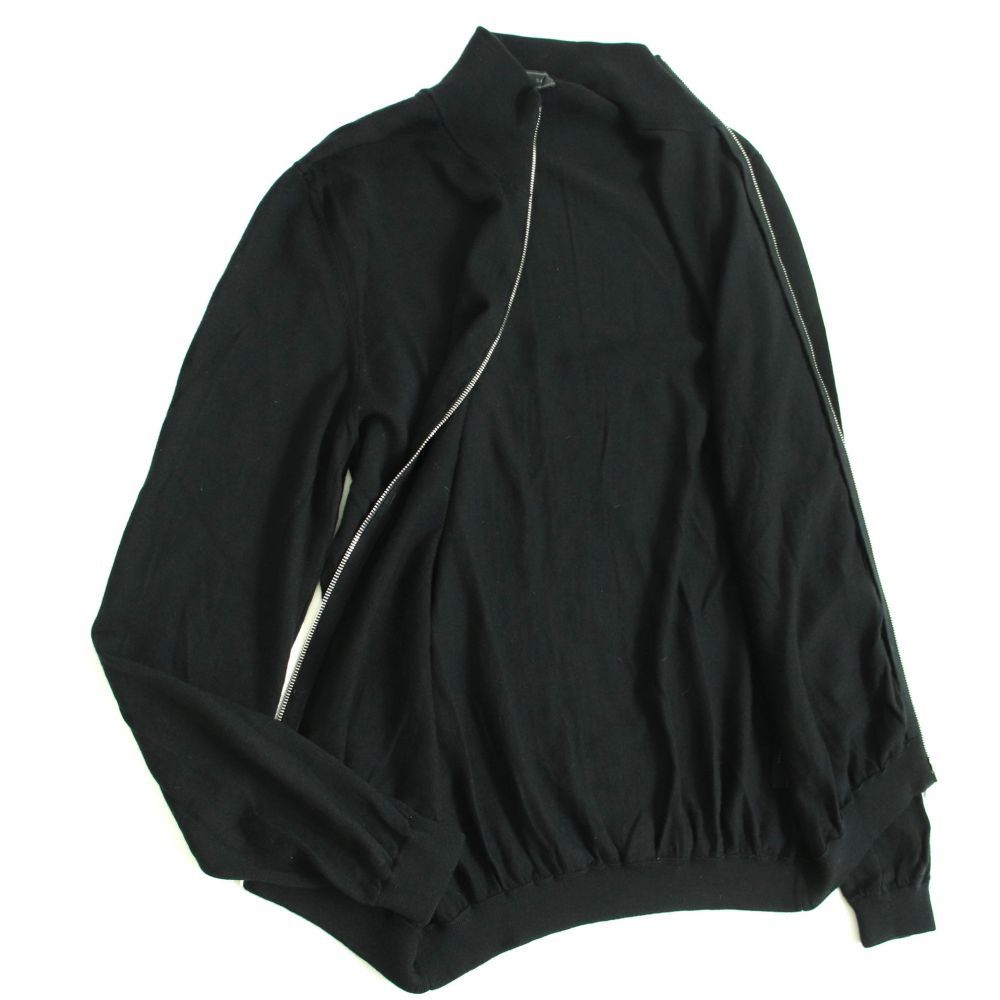 驚きの破格値，送料無料 未使用品▽2019年　PRADA　プラダ　ロゴZIP　ZIPUP　ニットジャケット　ブラック　54　正規品　メンズ