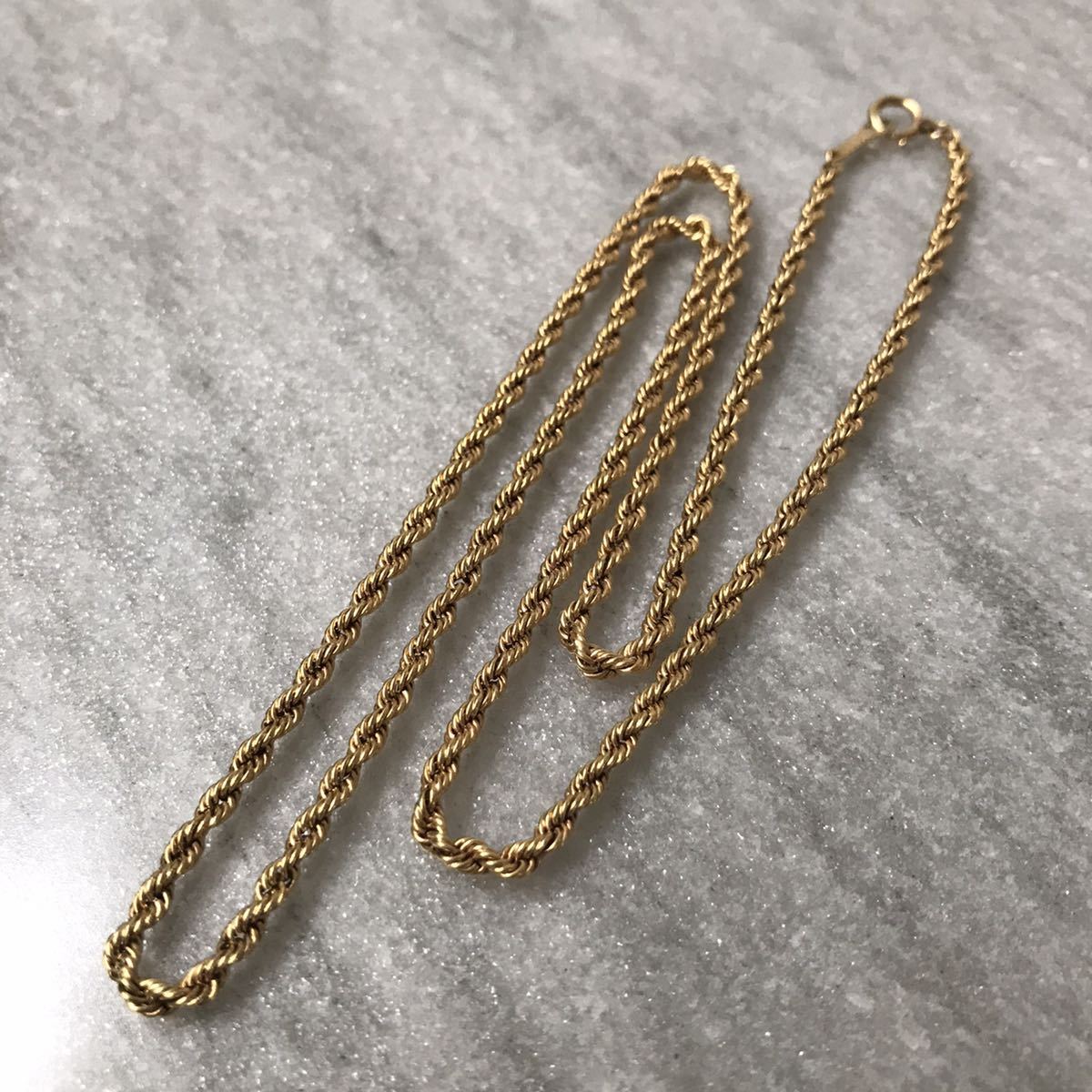 K18 造幣局刻印あり 50cm ロープチェーンネックレス 3連 ブレスレット 