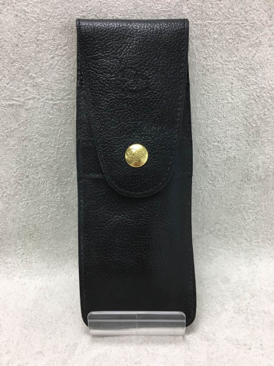 IL BISONTE◇服飾雑貨/レザー/BLK/レザーフラップペンケース [IL