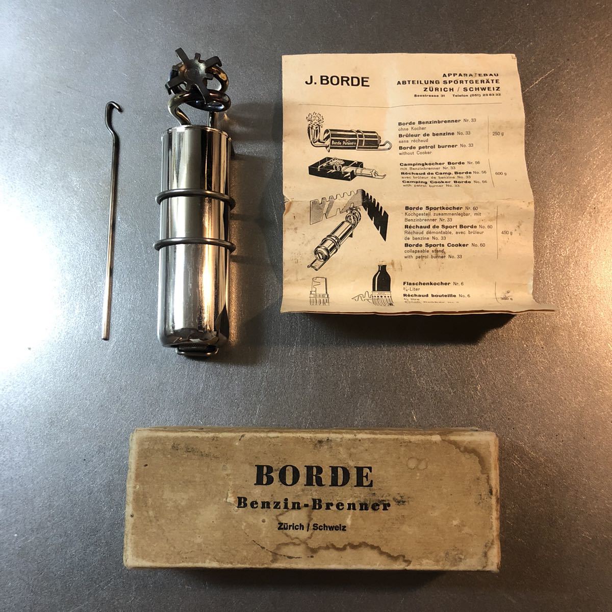 BORDE Benzin Brenner - Benzin-Brenner ボルド バーナーBORDE ボルドーバーナー スイス製 ②希少ボルドーバーナー ストーブ&frasl;コンロ Borde ガソリンバーナー ボルドー 山より道具 「ボルドーバーナー」ストーブ、コンロ