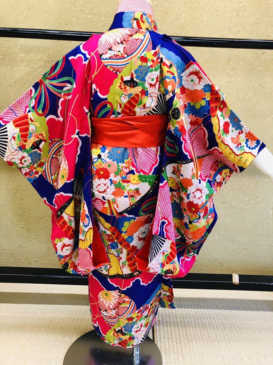 アンティーク着物◇即決！七五三 一ツ身 子供着物 綸子 錦紗 大正