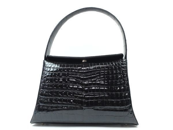 期間限定 超美品【ノーブランド】クロコダイル ハンドバッグ 黒