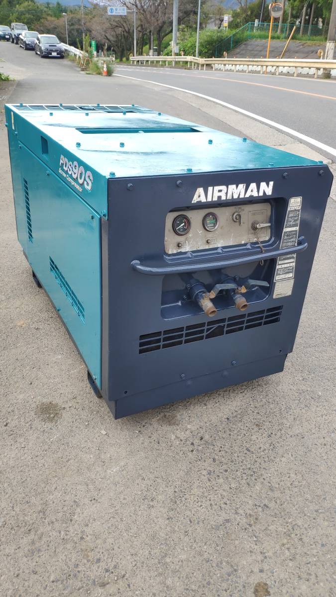 エンジンコンプレッサー 実働品！北越工業 PDS90S-5B1 0.7MPa エアマン 