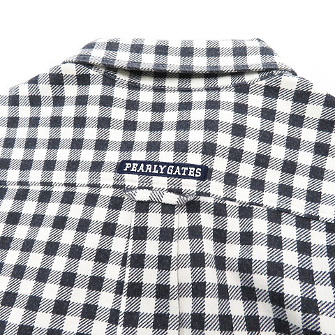 PEARLY GATES パーリーゲイツ 長袖ポロシャツ 長袖 ポロシャツ メンズ 中古 &frasl; ボタンダウン ボーダー柄 サイズ：0 ホワイト系 ブルー系 - 長袖ポロシャツ(4)サイズM&frasl;紺