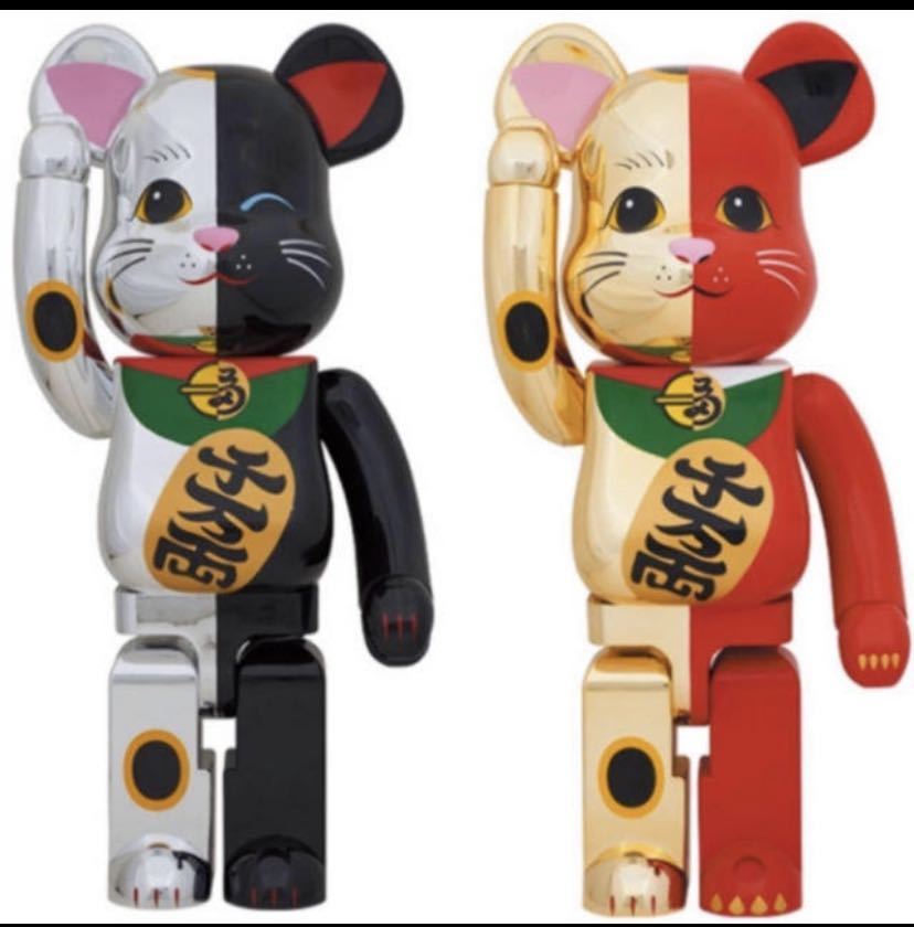 フィギュア ベアブリック BE@RBRICK 招き猫 金 赤 100％ 400％