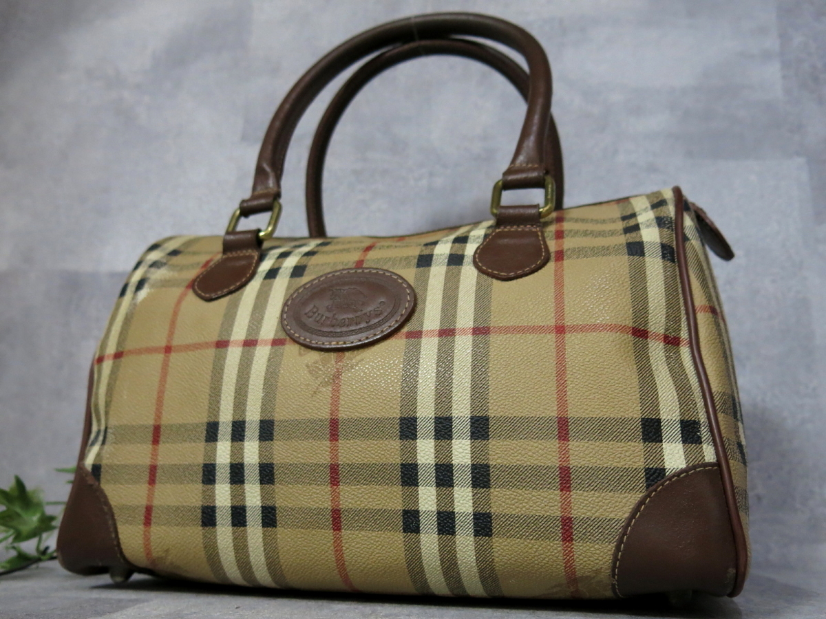 ノバチェック バーバリー PVC BURBERRY ハンドバッグ レザー チェック 