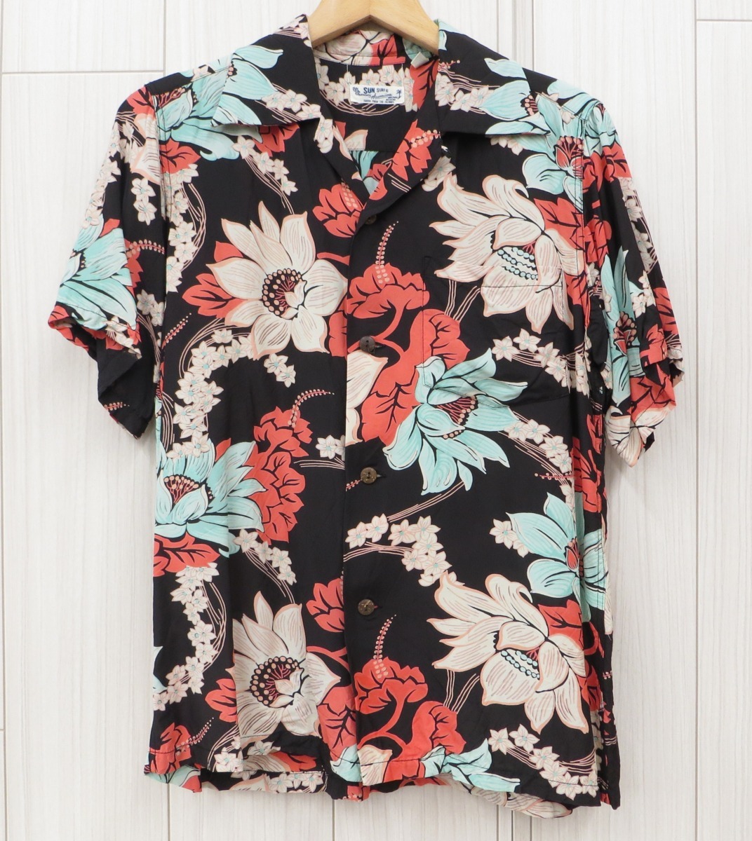 ☆【中古】SUN SURF アロハシャツ SS35667 PARADISE FLOWERS ブラック 