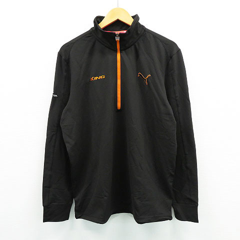 ハーフジップ PUMA プーマ 長袖 GOLF プーマゴルフ シャドウキャット ジップ 長袖Tシャツ ハーフジップシャツ ゴルフ ゴルフウェア ボーダー M シャツ サイズ：XL