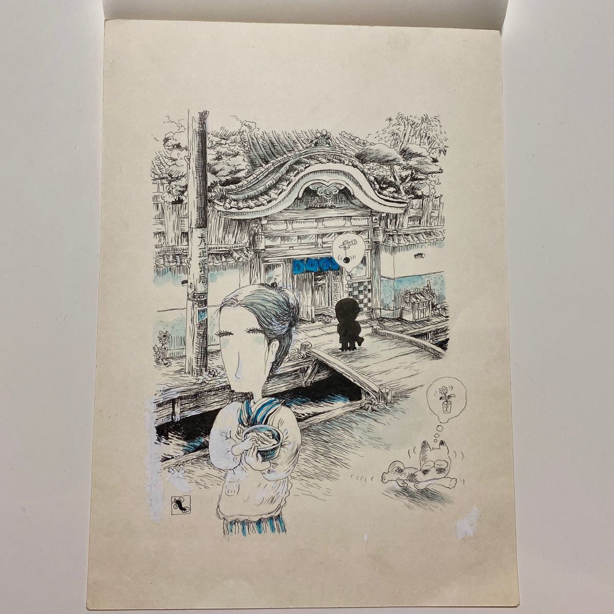 新作，2026 滝田ゆう！大型肉筆原画！泥鰌サイン入 21.5×16.1cm