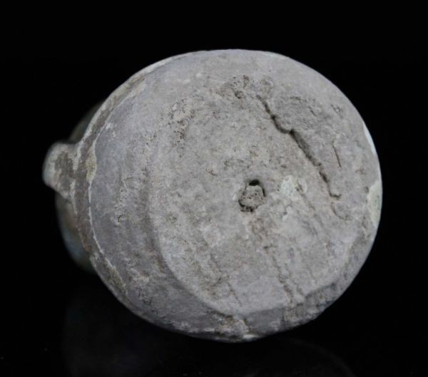 ペルシャ 古美術 古代イラン 時代物 青釉銀化灯火器オイルランプ 青釉