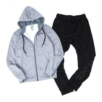 【品質保証，定番】 adidas アディダス 上下セット フルジップ パーカー テーパード パンツ バックプリント セットアップ XO グレー/ブラック I660(アディダス)｜売買されたオークション情報、yahooの商品情報をアー スウェット
