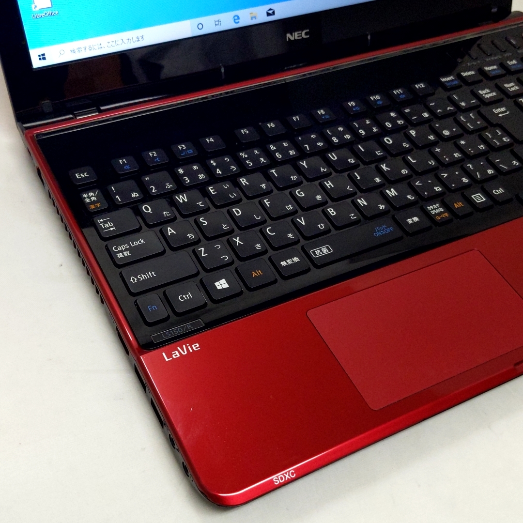 ノートパソコン NEC PC-LS150R SR レッド Win8.1 DVDドライブ不具合あり