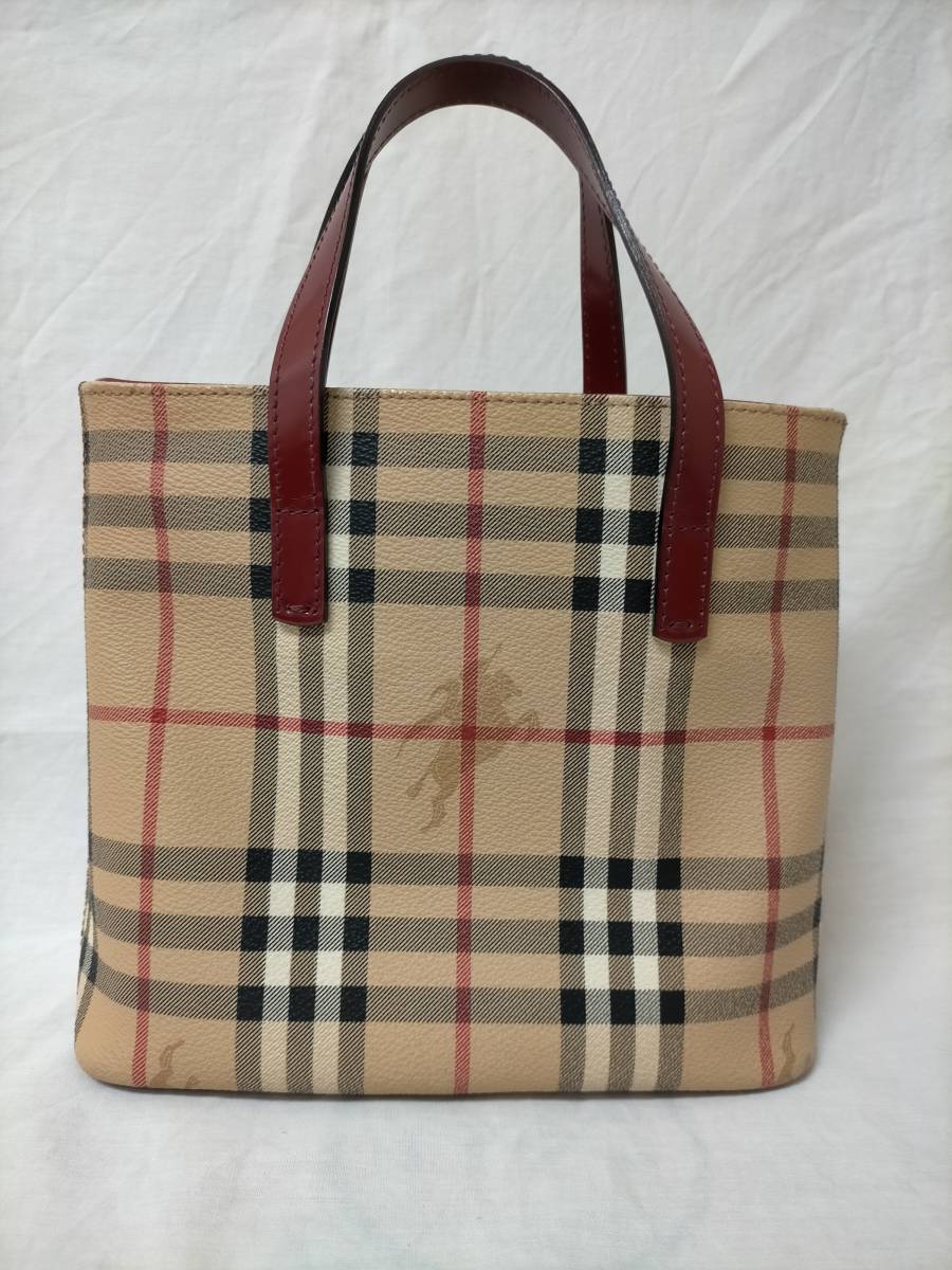 美品 バーバリー PVC ハンドバッグ トートバッグ ノバチェック