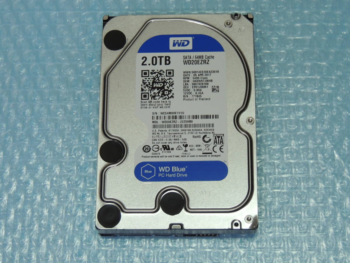 検品済み/良品】Western Digital Blue 2.0TB HDD 3.5インチ WD20EZRZ