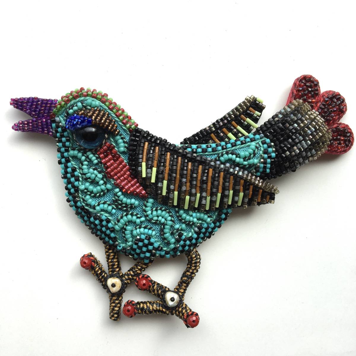 南国の鳥 オオハシ ブローチ ビーズ刺繍 Versorgungsnetz Com