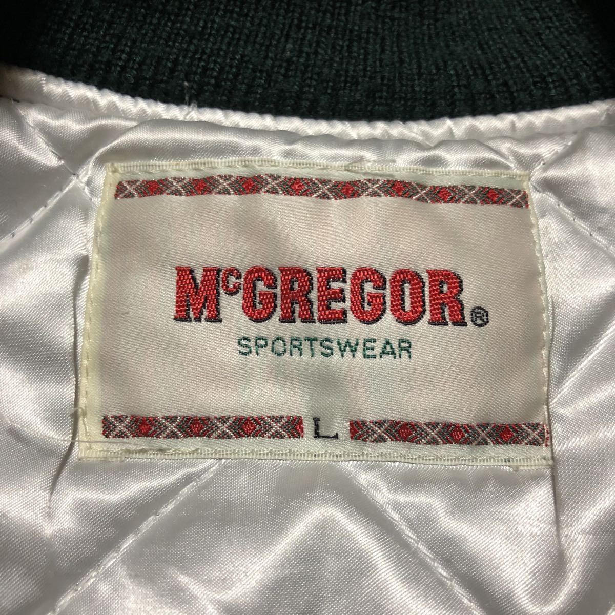 McGREGOR マクレガー 背面アーチロゴ 袖革 スタジャン ジャケット L アイビー
