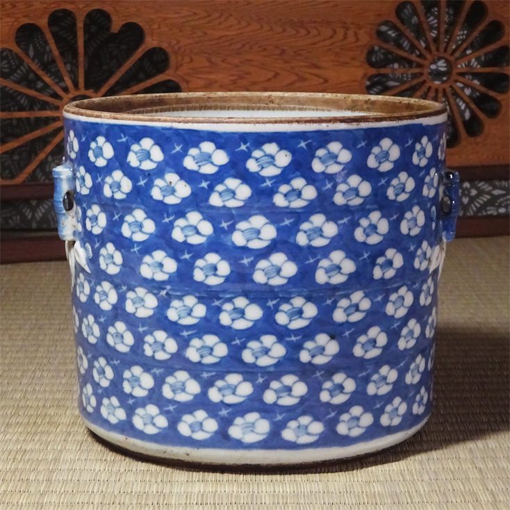 CD765 唐物 【明代青花】 染付 平鉢 3客／時代のホツカンニュウ アマ手
