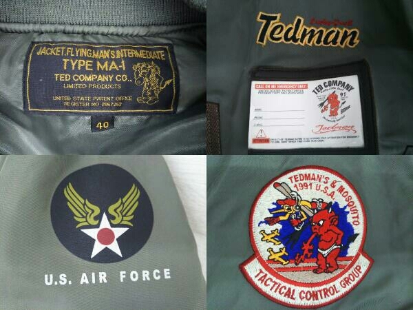 MA1/フライトジャケット TED COMPANY TEDMAN テッドマン サイズ40 カーキ フライトジャケット TEDMAN テッドマン U.S.A.F TMA-580 □604