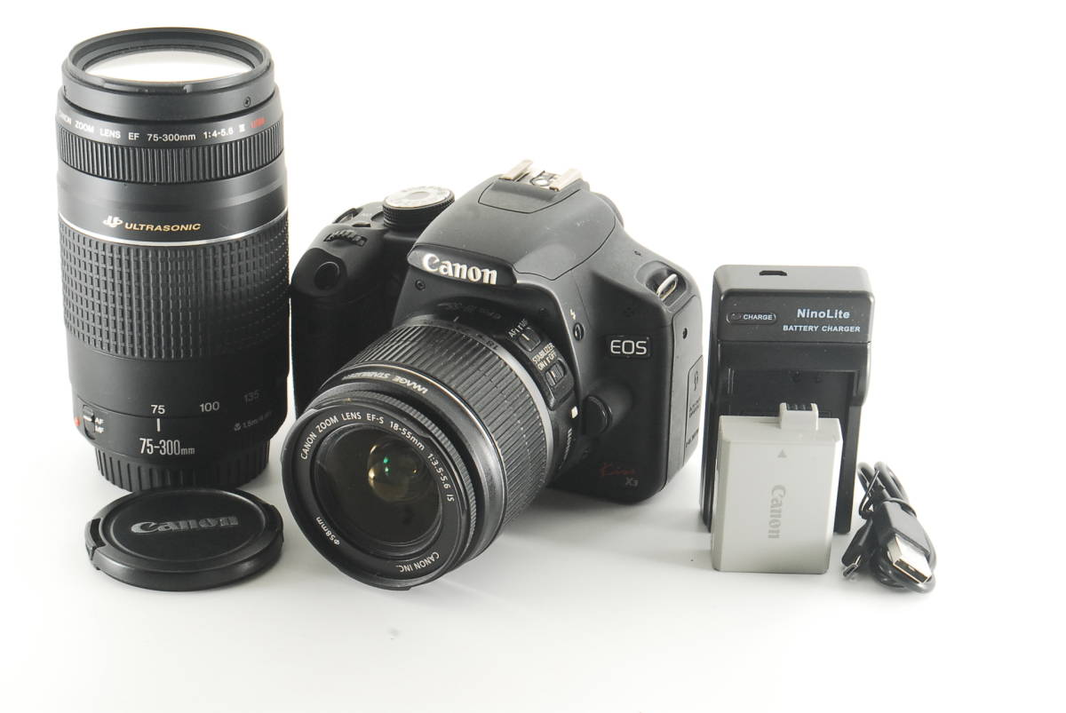 【完動品】CANON キヤノン カメラ EOS Kiss Lite ☆良品☆完動☆CANON キヤノン EOS KISS X3 + EF-S 18-55mm F3.5-5.6