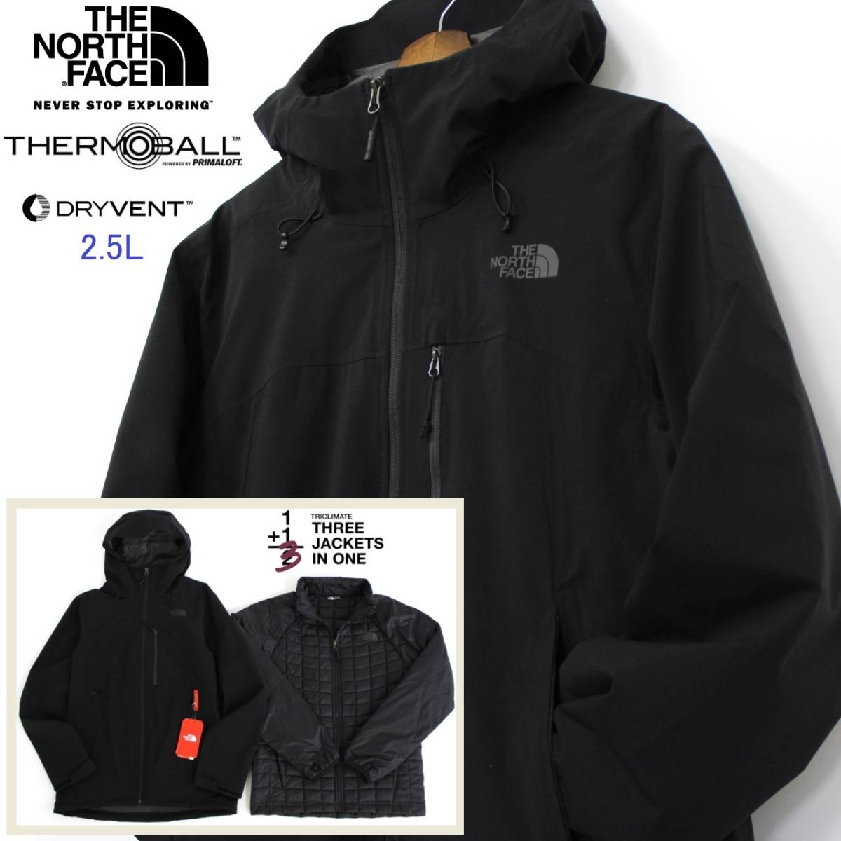  3way ot3749M The North Face メンズM トリクライメイト THERMOBALL TRICLIMATE マウンテンパーカー&times;ダウンジャケット&times;DRYVENT2.5L(Mサイズ)｜売買されたオークション情報、yahooの商品情報をアーカイ 男性用