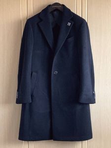 最高級　LARDINI チェスターコート　ネイビー　アンゴラ混　￼M 最高級 LARDINI チェスターコート M ネイビー アンゴラ混 最高級