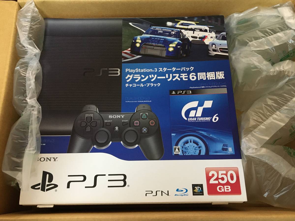 【1円～】【未使用新品】PlayStation 3 スターターパック グランツーリスモ6同梱版 チャコール・ブラック CEJH-10026_1