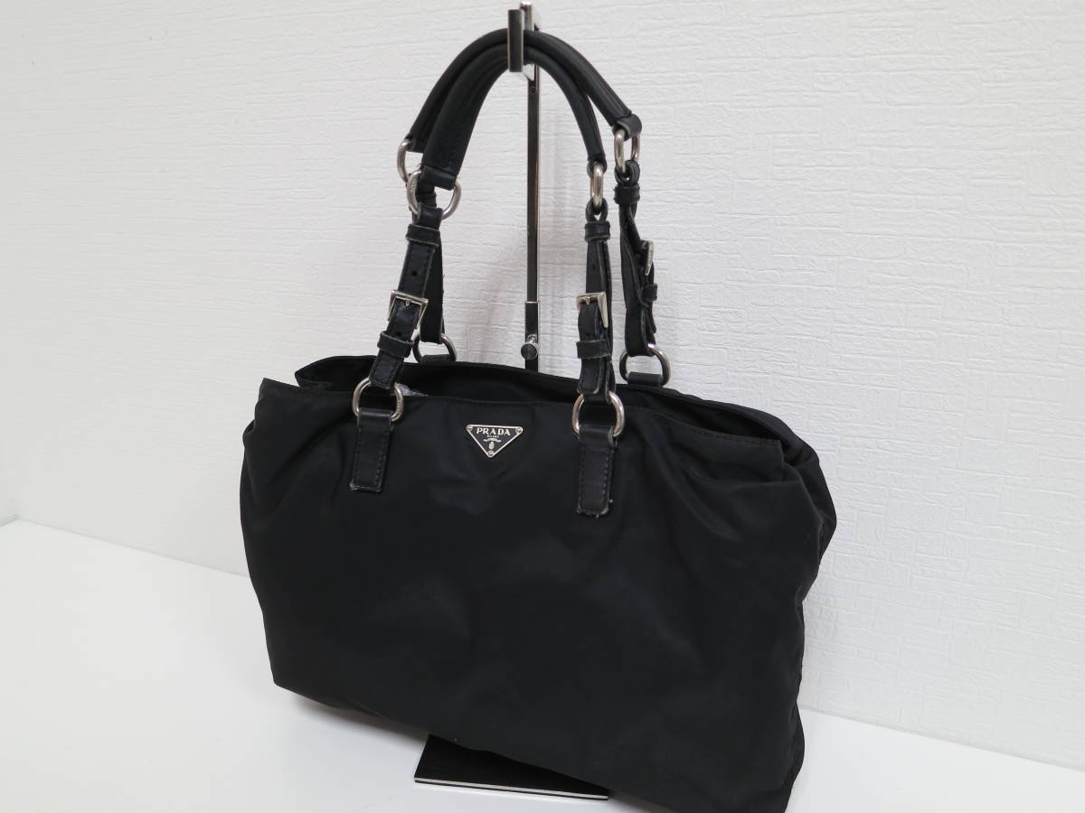 極美✨️ プラダ 3564 ●Gカード有 ナイロン レザー ショルダーバッグ 黒 売り切ります！ プラダ ブラックナイロン×レザー ショルダーバッグ