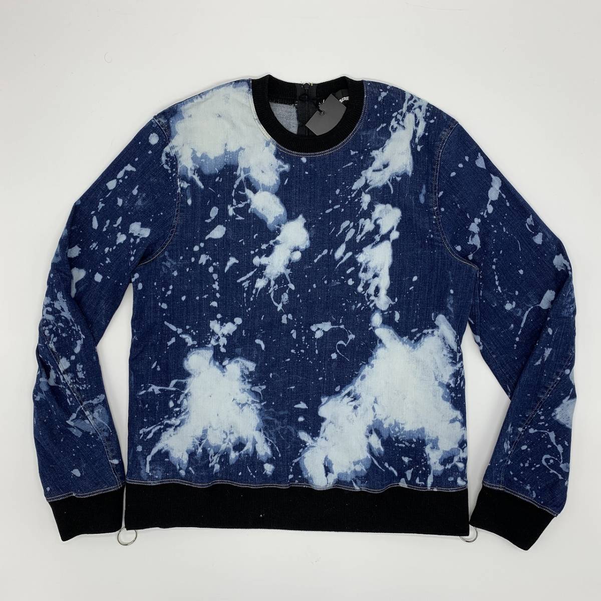 定価97，200円★DSQUARED2★サイドジップ付き★インディゴデニムスウェット★ディースクエアード★ブリーチ加工★トレーナー 48サイズ