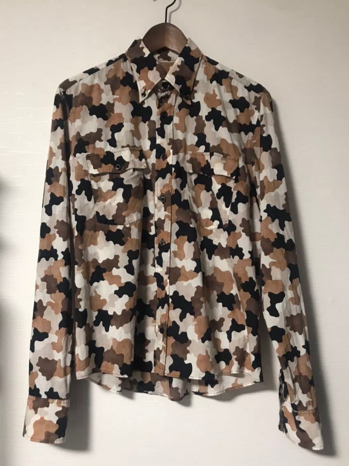 PRADA＊プラダ＊迷彩柄シャツ＊カモフラ柄＊ブラウン＊size39(長袖 