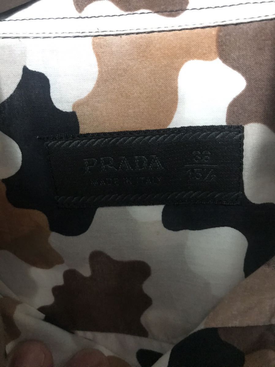 ◇レア PRADA 迷彩 ブラウン系 カモフラージュ 長袖シャツ Mサイズ PRADA＊プラダ＊迷彩柄シャツ＊カモフラ柄＊ブラウン＊size39(長袖