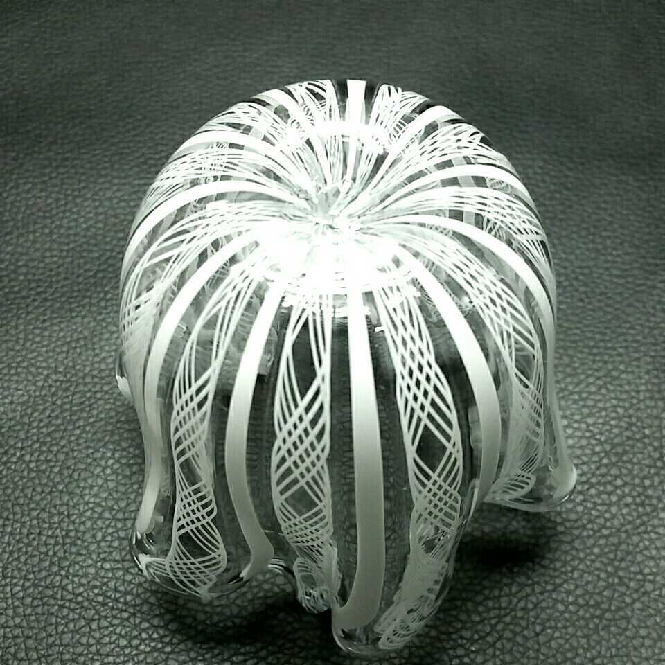 MURANO GLASS ムラノ 金彩 双耳 ホワイト レース ピンク 花器の通販