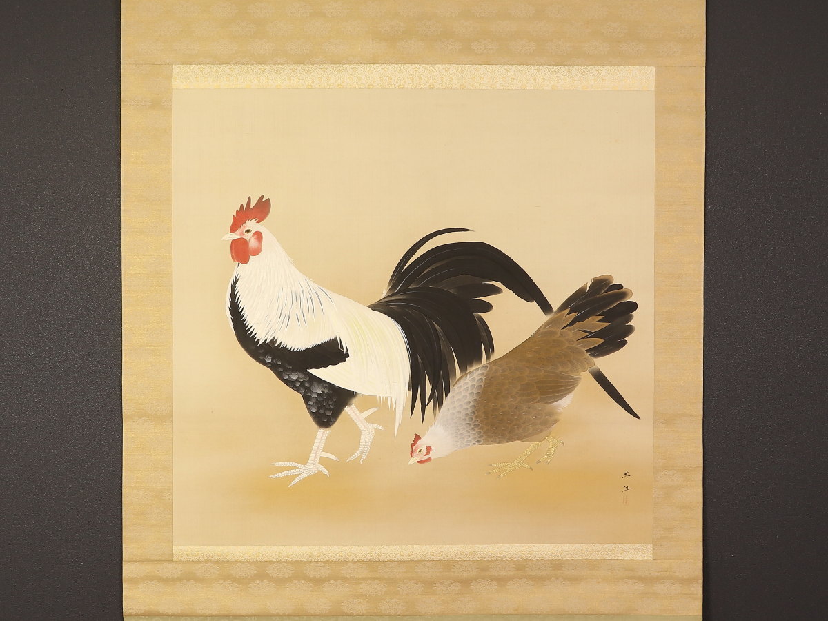 大得価，SALE 模写 伝来 az7613 奥村土牛 超大幅 双鶏図 共箱 小林古径門下(花鳥、鳥獣)｜売買されたオークション情報、yahooの商品情報をアーカイブ公開 - オークファン 花鳥、鳥獣