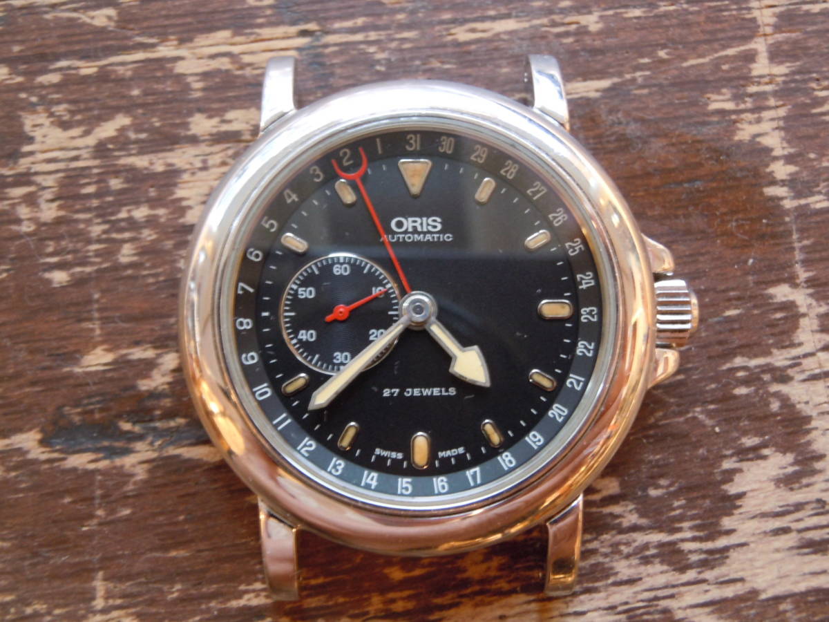 ORIS オリス 7467B ポインターデイト 黒文字盤 自動巻き腕時計 27石 裏