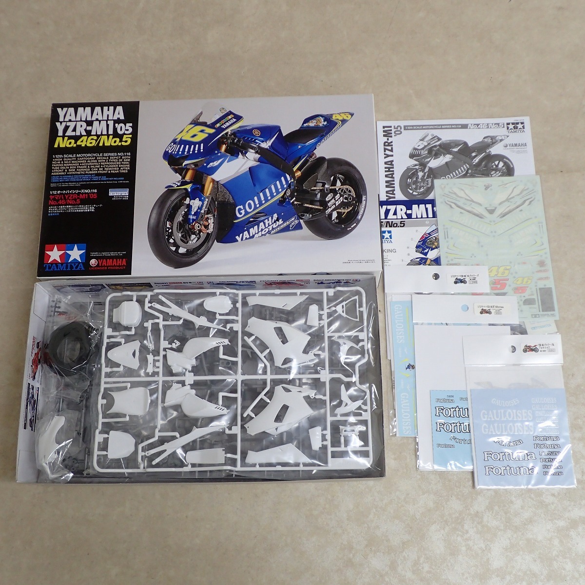 未組立 タミヤ 1/12 ヤマハ YZR-M1 '05 No.46/No.5 ITEM14116 +