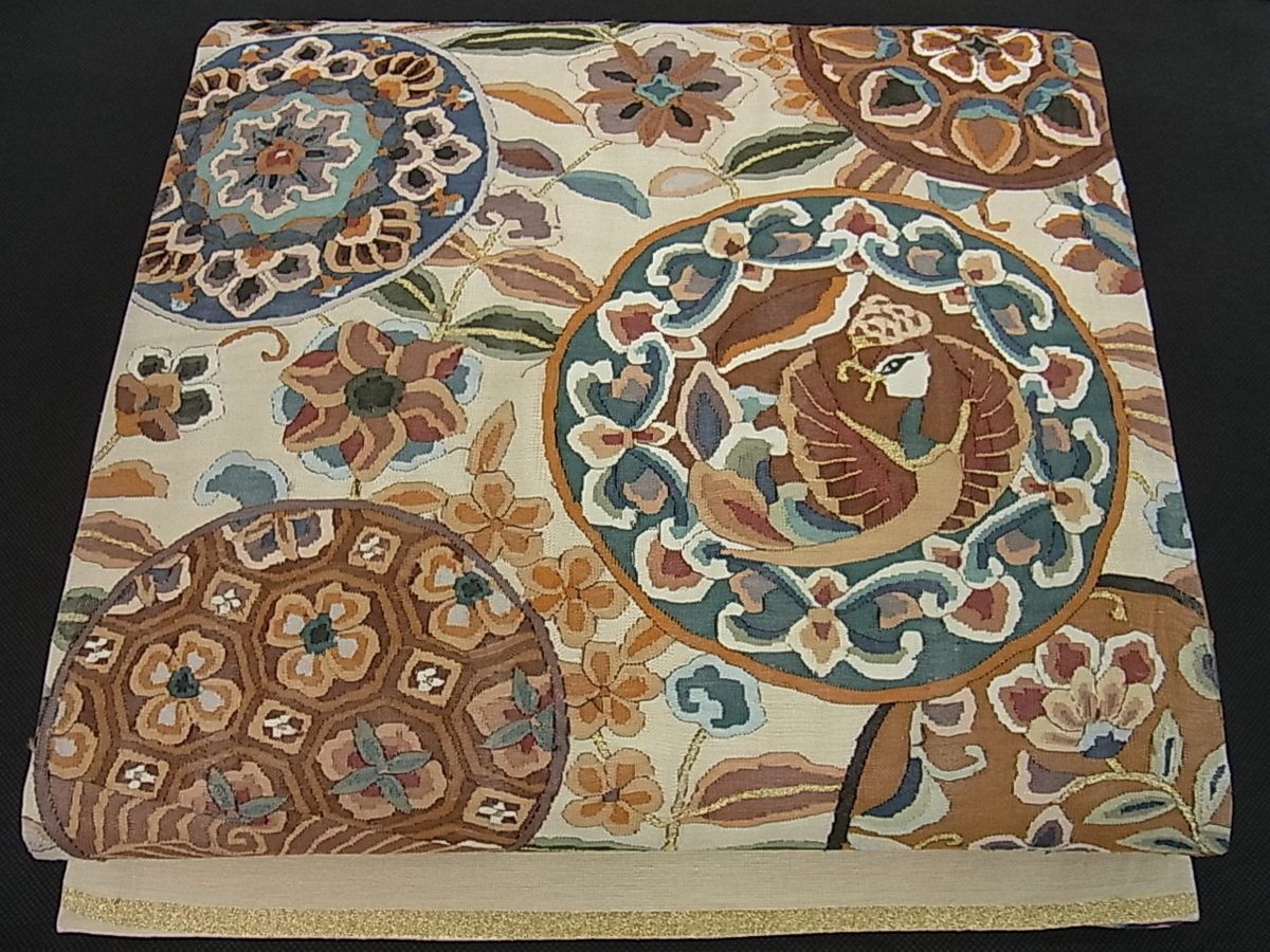 豊富な，定番 花美人 明綴れ 太鼓柄袋帯 正倉院花文 金糸 逸品 eee403(仕立て上がり)｜売買されたオークション情報、yahooの商品情報をアーカイブ公開 - オークファン 仕立て上がり