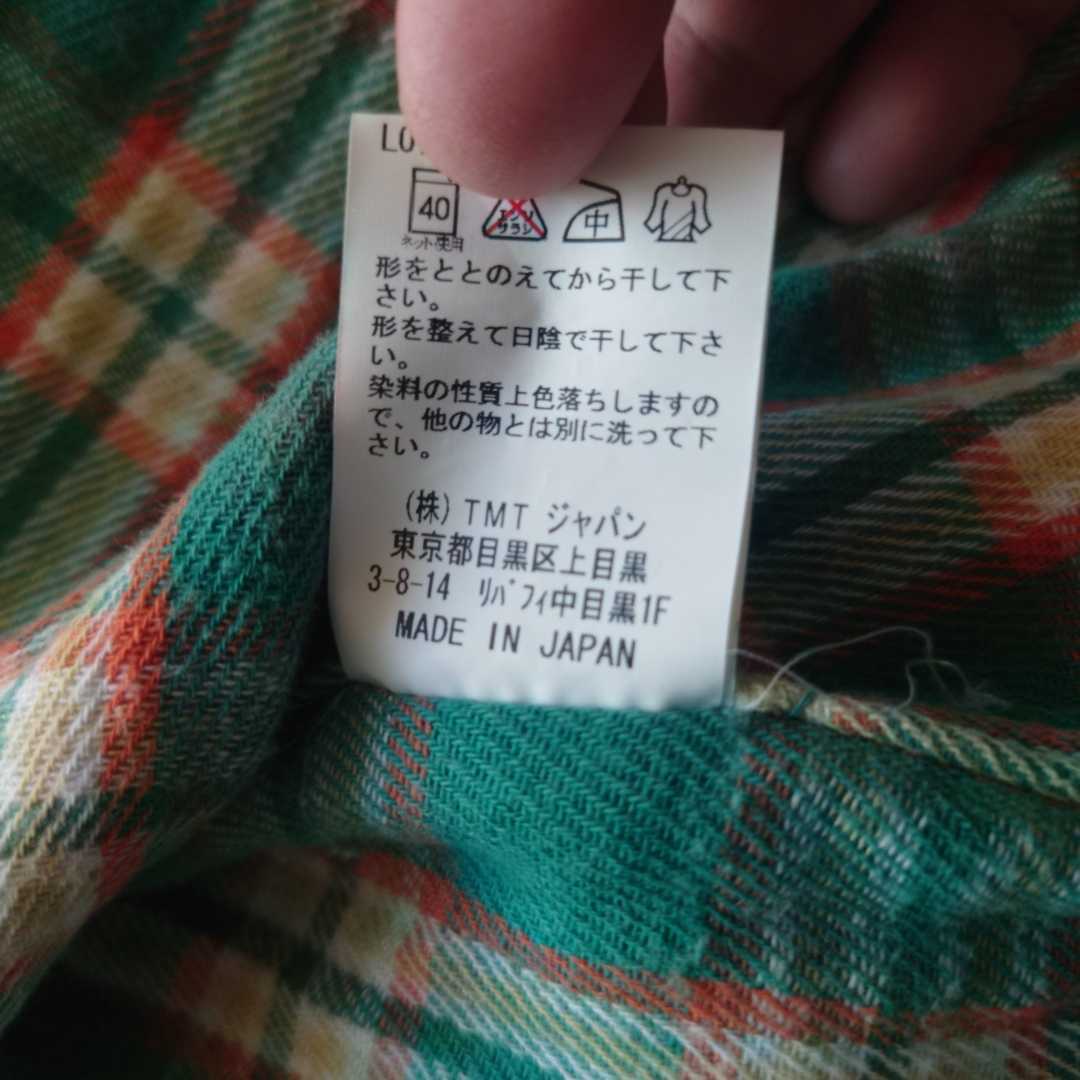 TMT ネルシャツ チェックシャツ キムタク着 ダブルガーゼ M グリーン