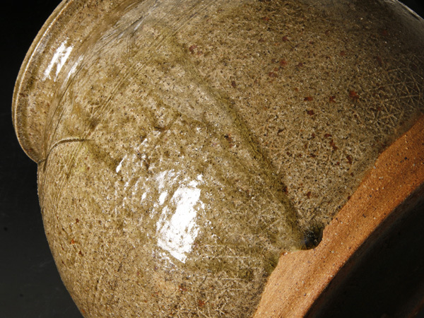 【古美味】十三代中里太郎右衛門造 叩き青唐津魚文壷 茶道具 保証品 ZIx7_6