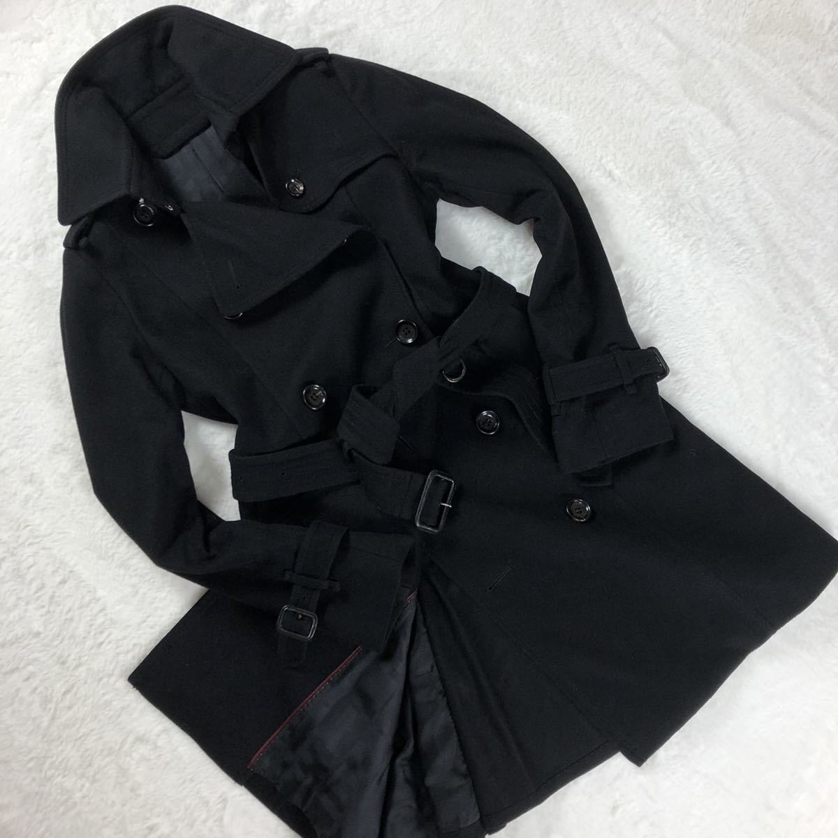 美品 希少 カシミヤ混 バーバリーブラックレーベル トレンチコート 