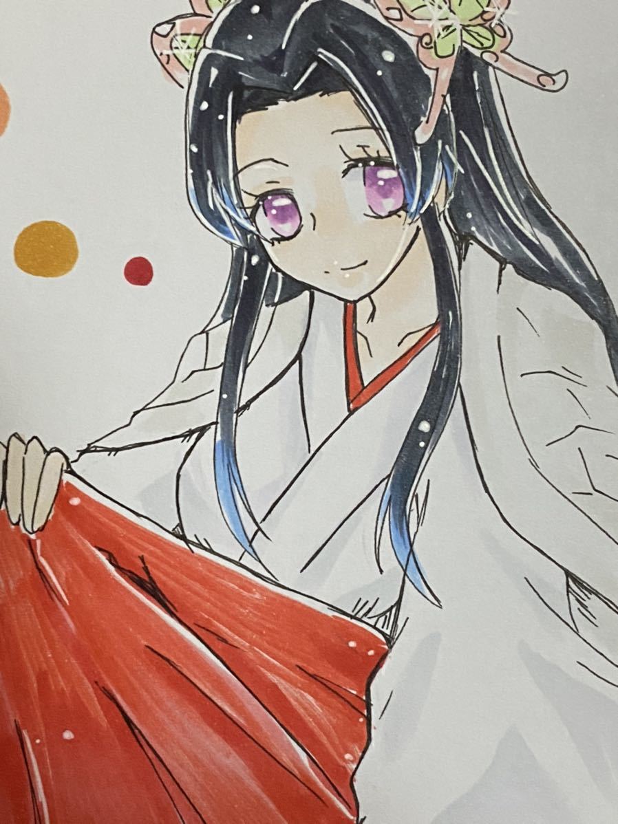 手描きイラスト ☆鬼滅の刃☆小色紙☆胡蝶カナエ(手描きイラスト