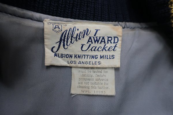 2J6432/ALBION NITTING MILLS 袖革スタジャン アワードジャケット アルビオン ビンテージ