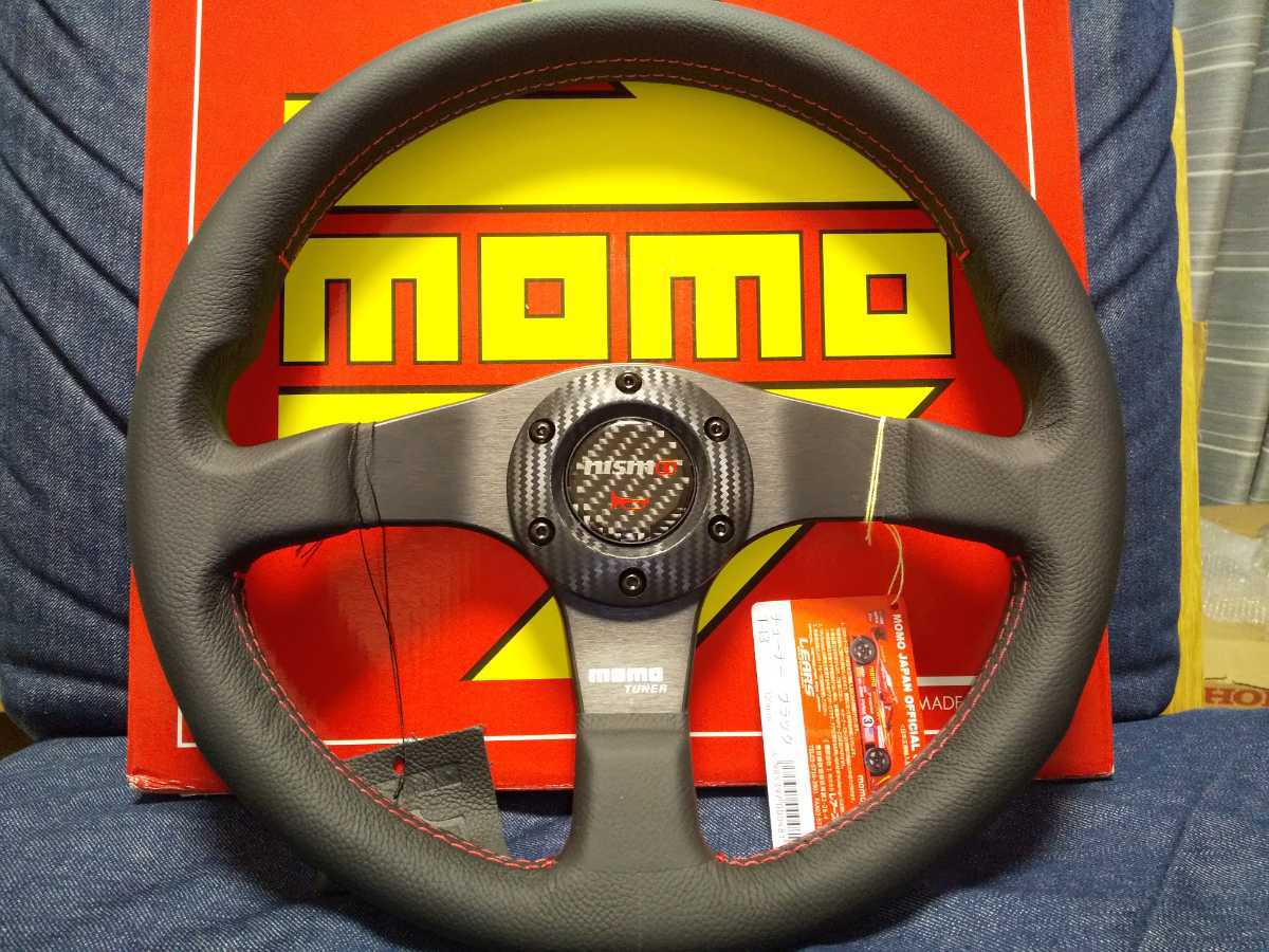 車 MOMO Tuner 33インチステアリング ブラックレザー レッドステッチ