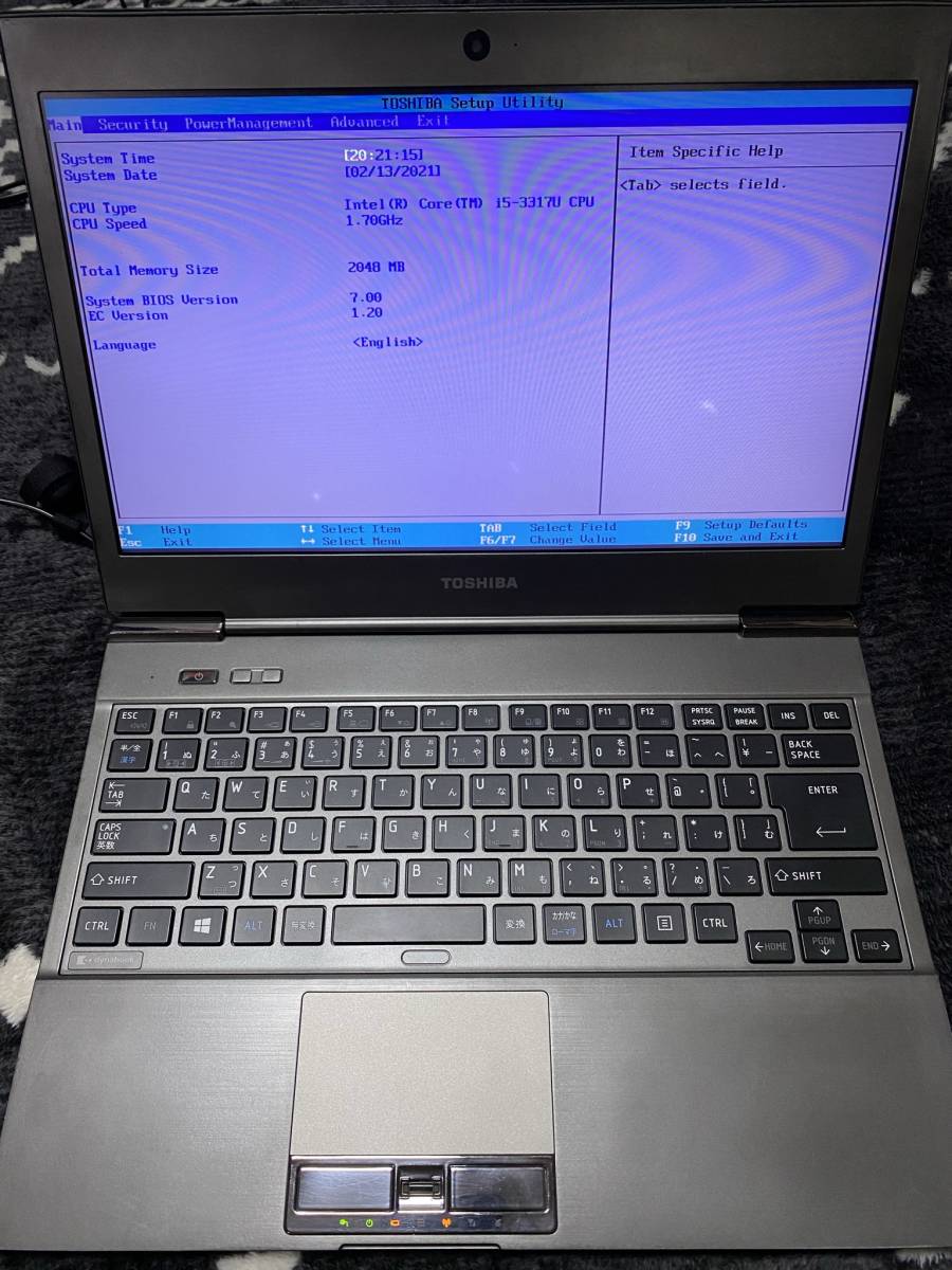 ☆彡ジャンク　Ultrabook dynabook R632/G Bios OK!! CPU i5 3317U 1.7GHz Memory 2GB SSD なし 修理、部品取りにどうぞ！！_1