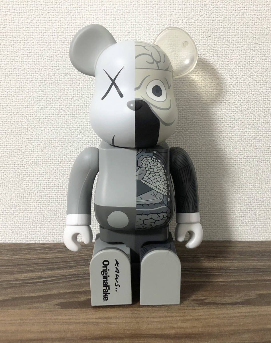 ベアブリック KAWS COMPANION 人体模型 グレー 400%　 Original Fake カウズ オリジナルフェイク BE@RBRICK_6