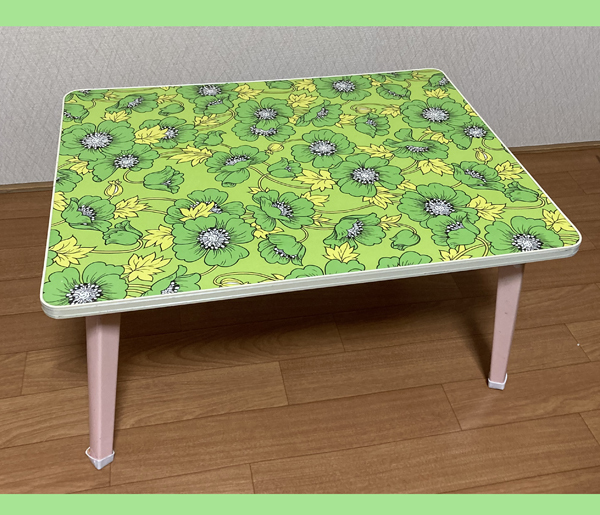 昭和レトロ ポップ 折りたたみミニテーブル 机 花柄 当時物