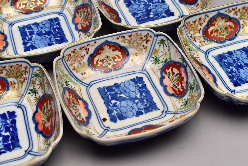 古伊万里 染付 色絵 | BASE 向付 花唐草松竹梅文 (有)新原美術