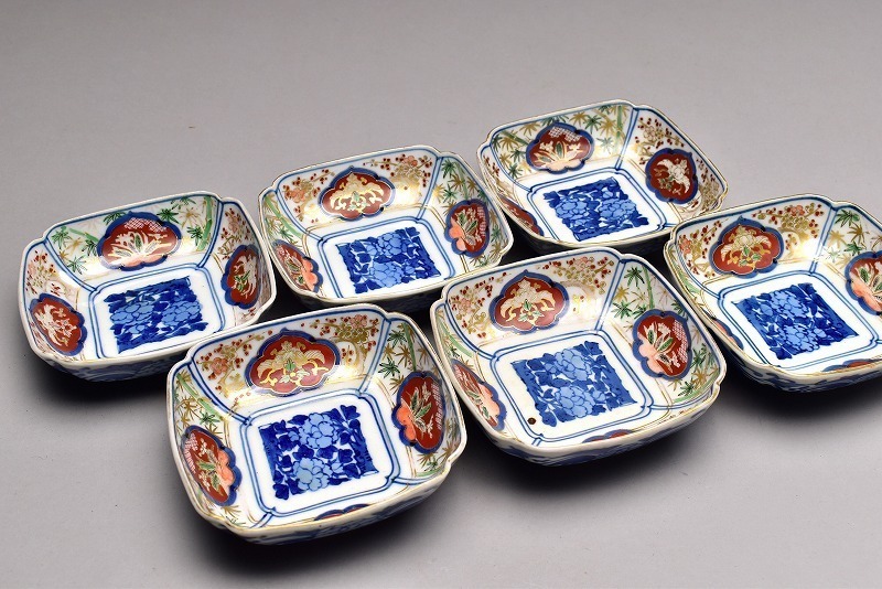 古伊万里 染付 色絵 | BASE 向付 花唐草松竹梅文 (有)新原美術