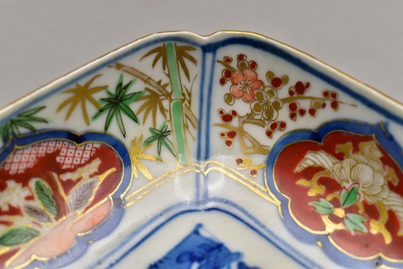 古伊万里 染付 色絵 | BASE 向付 花唐草松竹梅文 (有)新原美術