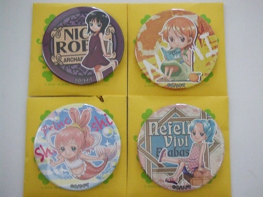 ワンピース 麦わらストア 輩缶バッジ やから缶バッジ Yellow ４個 ナミ ロビン ビビ しらほし One Piece 売買されたオークション情報 Yahooの商品情報をアーカイブ公開 オークファン Aucfan Com